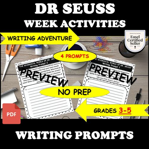 Dr. Seuss Week writing prompts and activities for grades 3-5