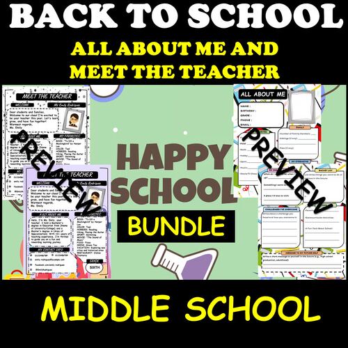 All About Me worksheet and Meet the Teacher bundle for middle and high school